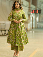 Jyoti Fashion Parrot Rayon Printed Designer Kurta Set With Dupatta - Distacart