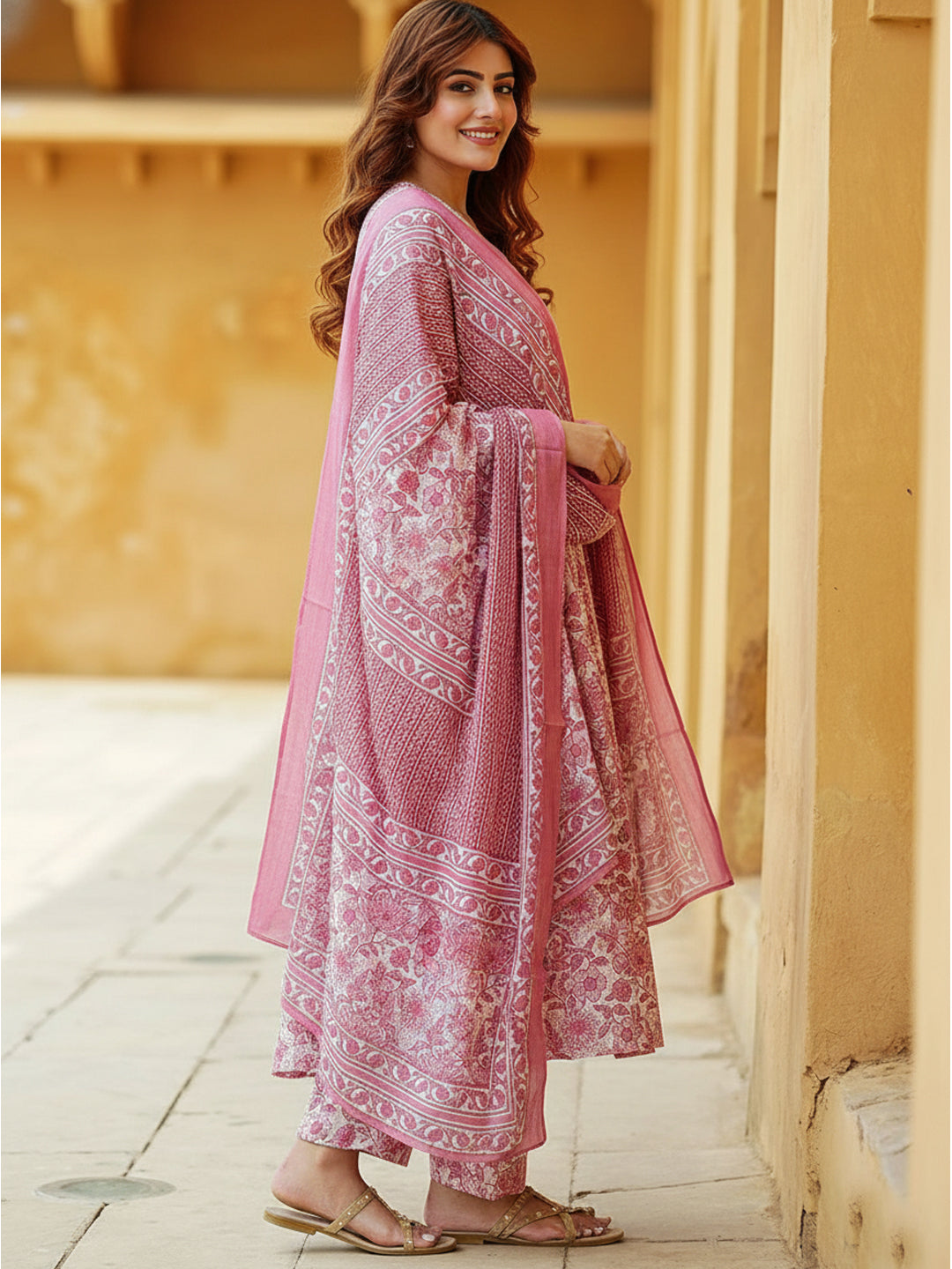 Jyoti Fashion Baby Pink Rayon Printed Designer Kurta Set With Dupatta - Distacart