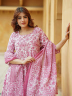 Jyoti Fashion Baby Pink Rayon Printed Designer Kurta Set With Dupatta - Distacart
