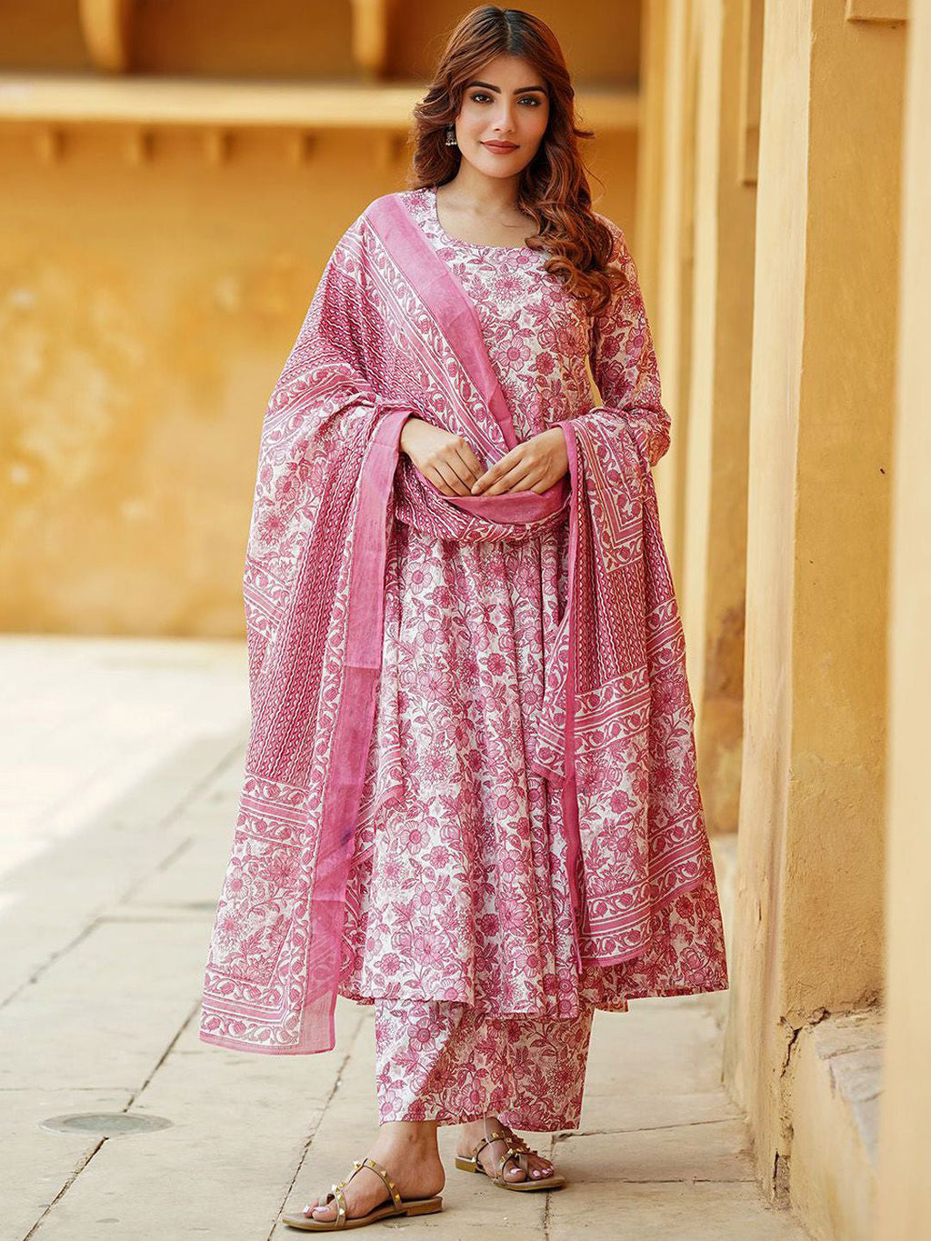 Jyoti Fashion Baby Pink Rayon Printed Designer Kurta Set With Dupatta - Distacart