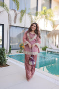 Jyoti Fashion Pink Salsa Fabric Mirror Lace Work Designer Kurta Set with Batwa - Distacart