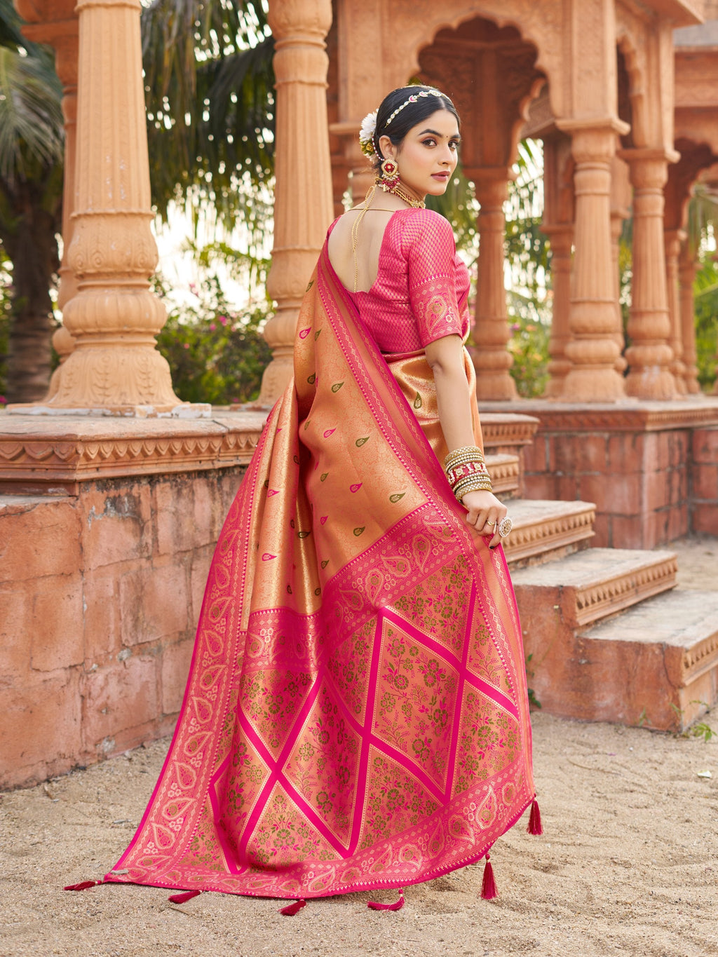 Jyoti Fashion Women's Mustard Soft Banarasi Silk Zari Woven Saree with Blouse - Distacart