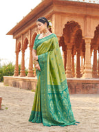 Jyoti Fashion Women's Green Soft Banarasi Silk Zari Woven Saree with Blouse - Distacart