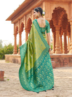 Jyoti Fashion Women's Green Soft Banarasi Silk Zari Woven Saree with Blouse - Distacart