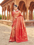 Jyoti Fashion Women's Peach Soft Banarasi Silk Zari Woven Saree with Blouse - Distacart