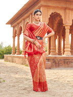 Jyoti Fashion Women's Peach Soft Banarasi Silk Zari Woven Saree with Blouse - Distacart