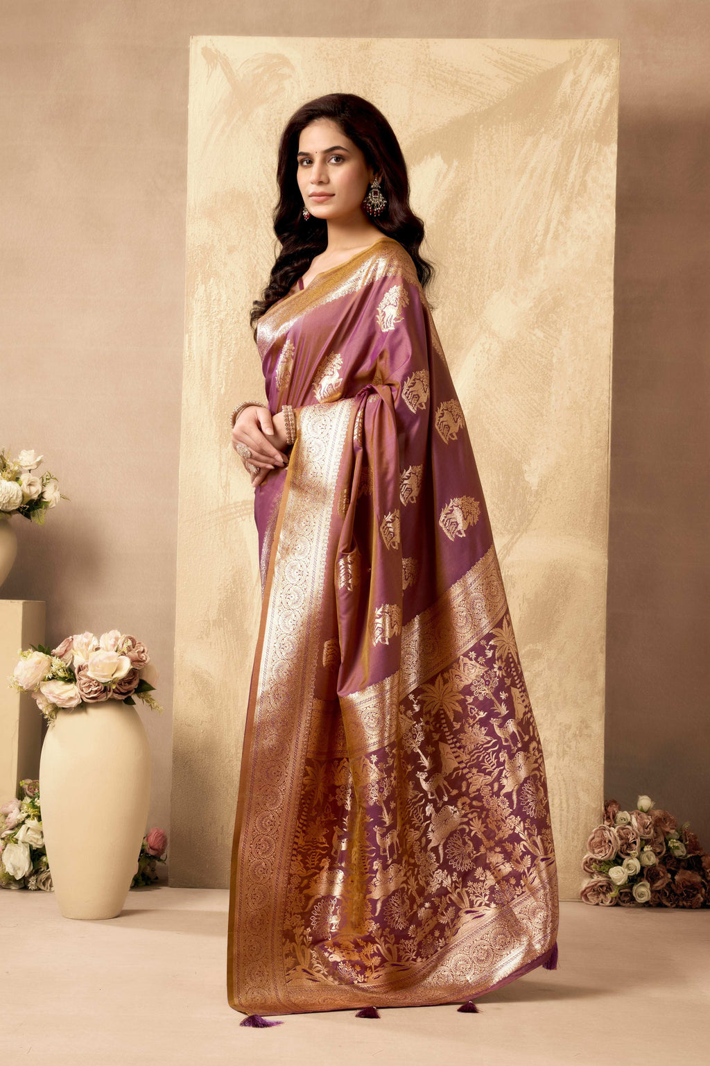 Jyoti Fashion Women's Wine Silk Zari Woven Saree with Blouse - Distacart