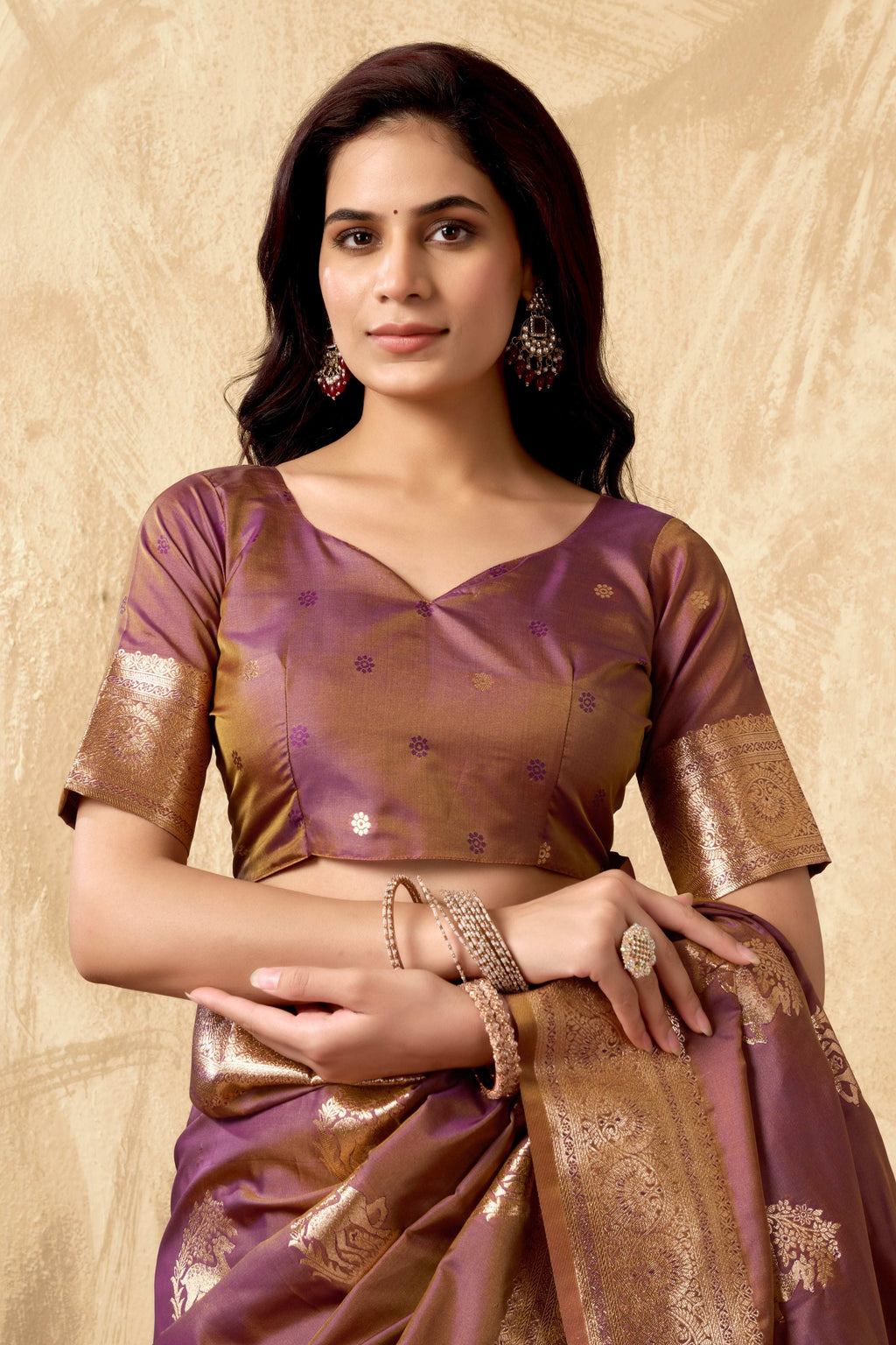 Jyoti Fashion Women's Wine Silk Zari Woven Saree with Blouse - Distacart