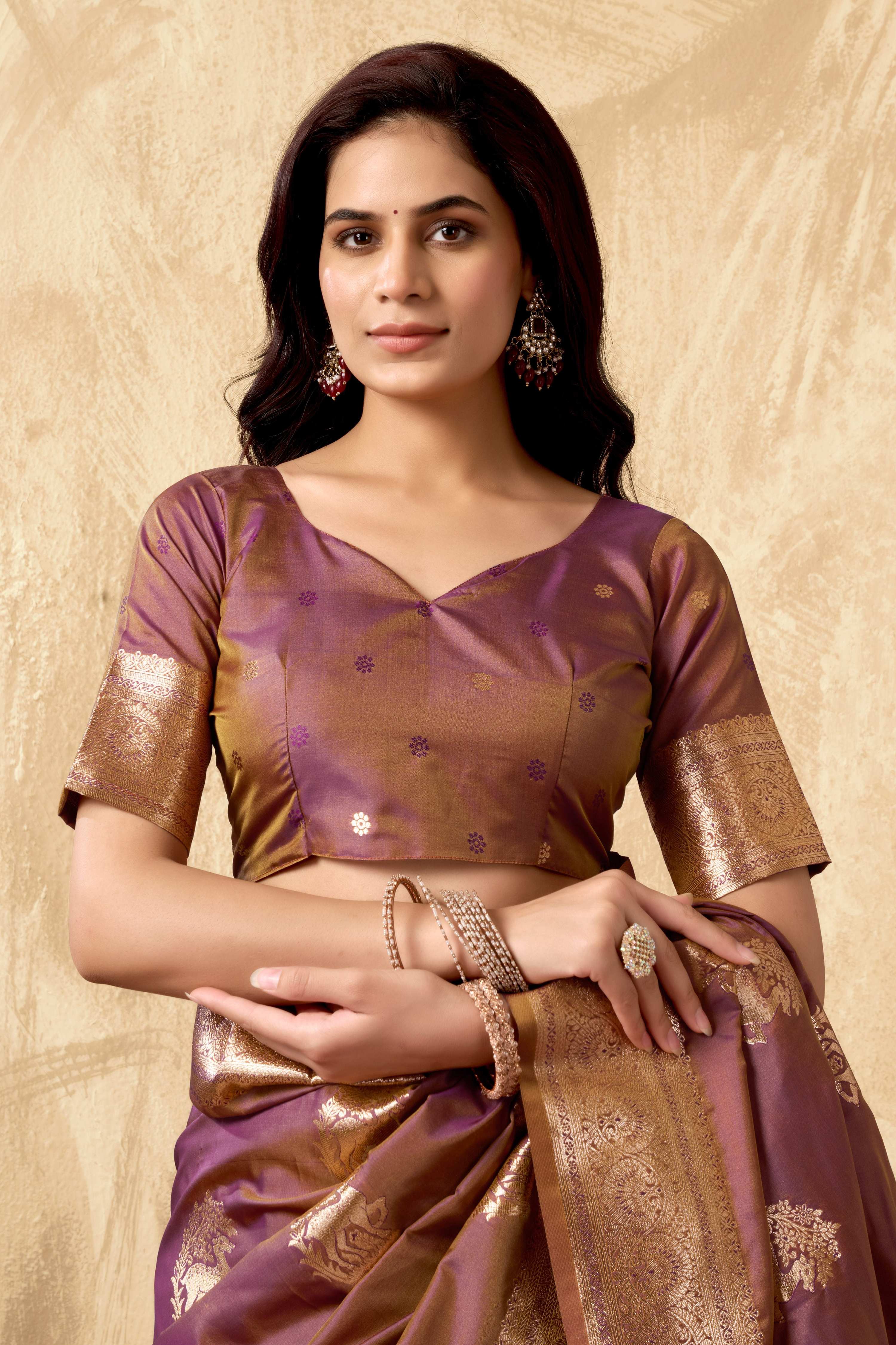 Jyoti Fashion Women's Wine Silk Zari Woven Saree with Blouse - Distacart