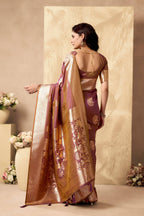 Jyoti Fashion Women's Wine Silk Zari Woven Saree with Blouse - Distacart