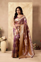 Jyoti Fashion Women's Wine Silk Zari Woven Saree with Blouse - Distacart