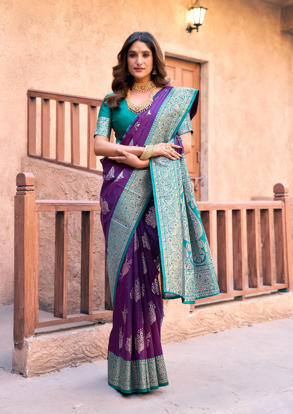 Jyoti Fashion Women's Purple Silk Zari Woven Saree with Blouse - Distacart