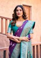 Jyoti Fashion Women's Purple Silk Zari Woven Saree with Blouse - Distacart