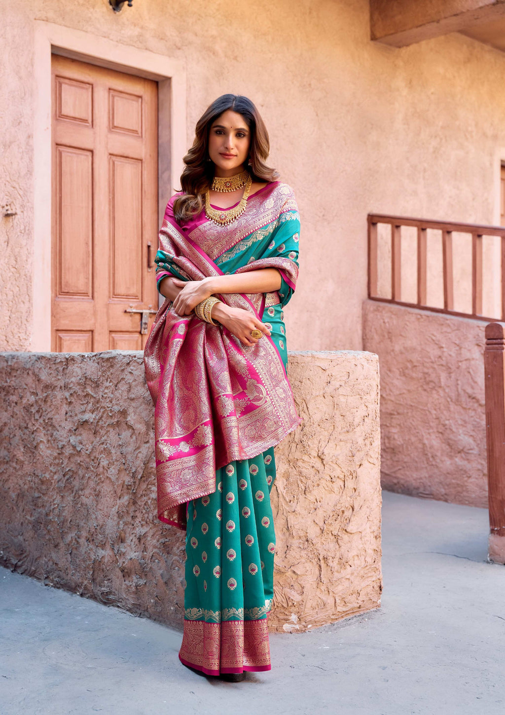 Jyoti Fashion Women's Turquoise Silk Zari Woven Saree with Blouse - Distacart