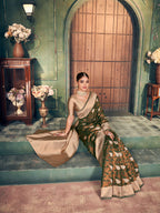 Jyoti Fashion Women's Mehendi Silk Zari Woven Saree with Blouse - Distacart