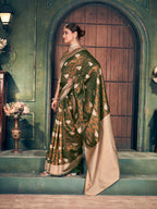Jyoti Fashion Women's Mehendi Silk Zari Woven Saree with Blouse - Distacart