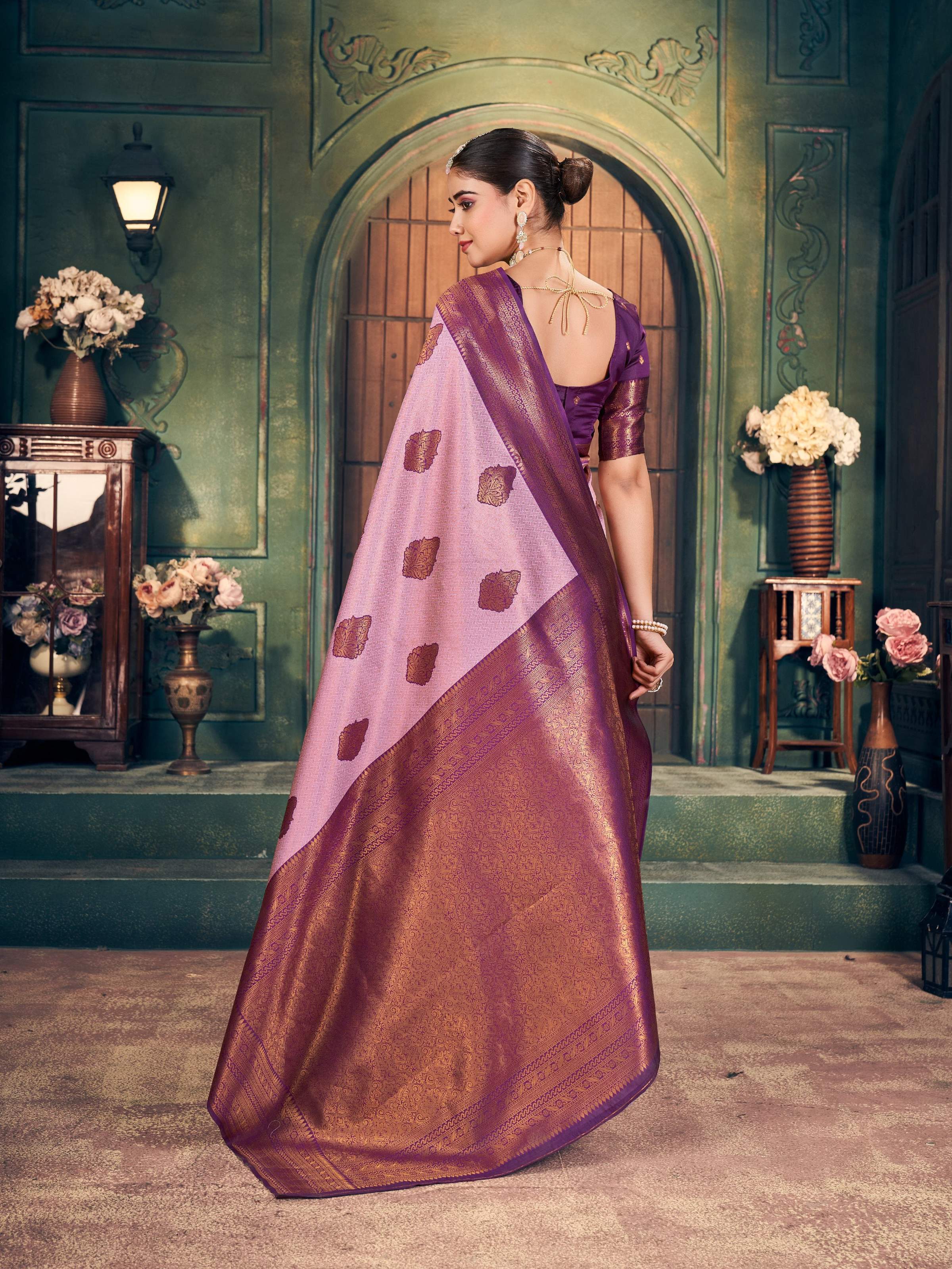 Jyoti Fashion Women's Light Purple Silk Zari Woven Saree with Blouse - Distacart
