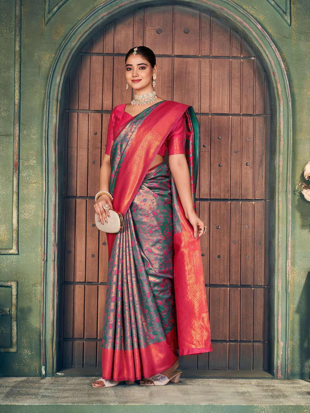 Jyoti Fashion Women's Grey Silk Zari Woven Saree with Blouse - Distacart