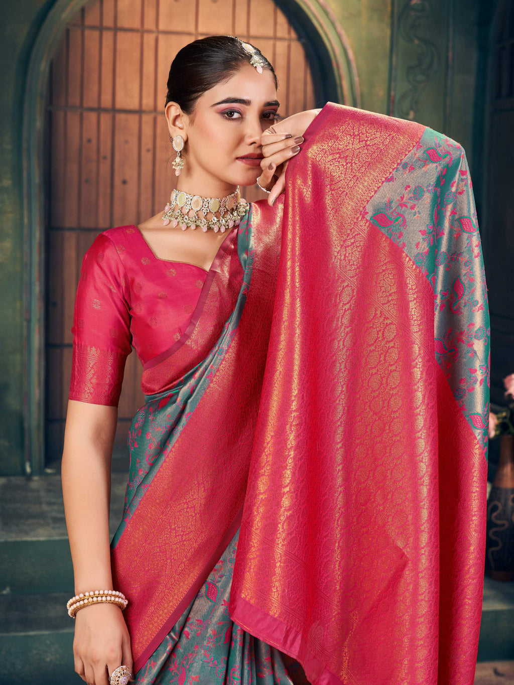Jyoti Fashion Women's Grey Silk Zari Woven Saree with Blouse - Distacart