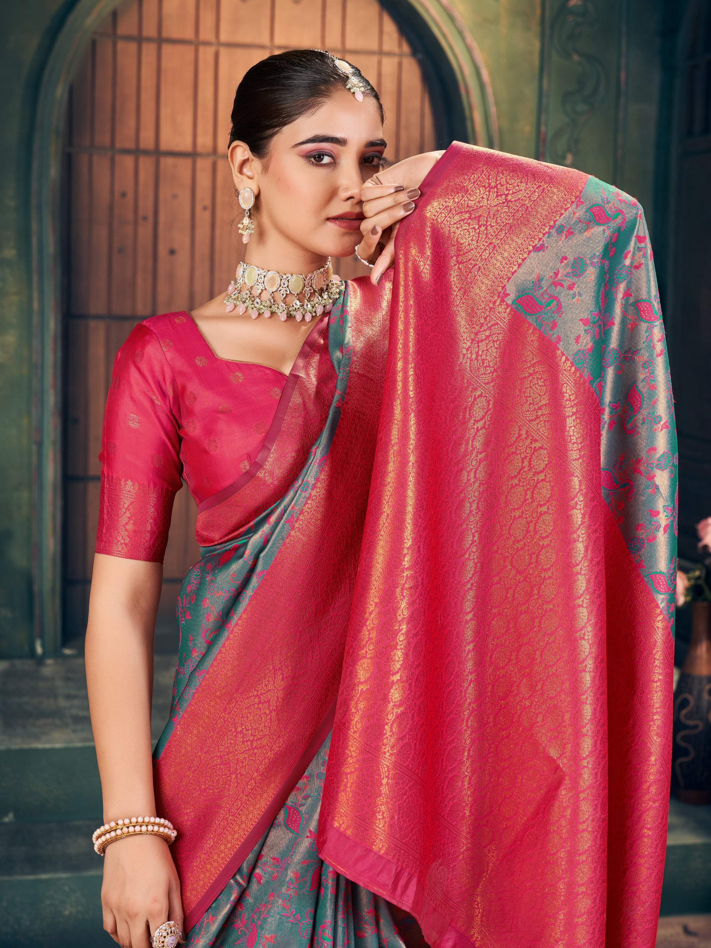 Jyoti Fashion Women's Grey Silk Zari Woven Saree with Blouse - Distacart