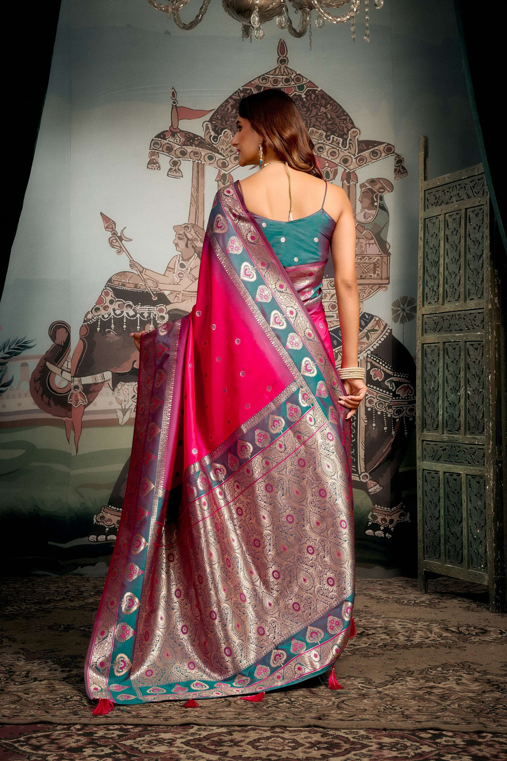 Jyoti Fashion Women's Pink Soft Silk Zari Woven Saree with Blouse - Distacart