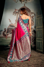 Jyoti Fashion Women's Pink Soft Silk Zari Woven Saree with Blouse - Distacart