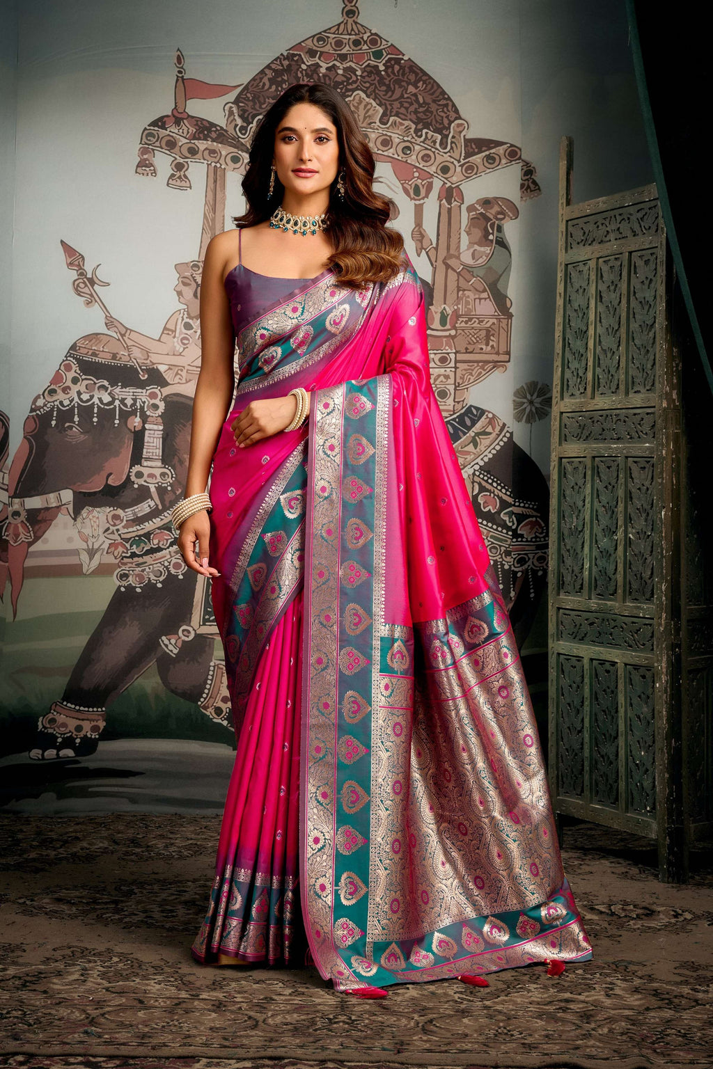 Jyoti Fashion Women's Pink Soft Silk Zari Woven Saree with Blouse - Distacart