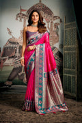 Jyoti Fashion Women's Pink Soft Silk Zari Woven Saree with Blouse - Distacart