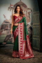 Jyoti Fashion Women's Bottle Green Soft Silk Zari Woven Saree with Blouse - Distacart