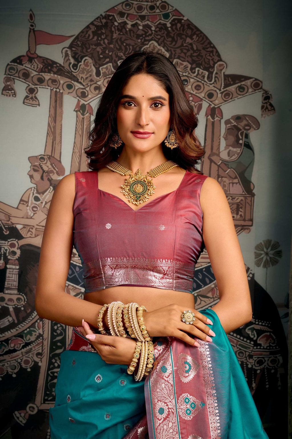 Jyoti Fashion Women's Turquoise Soft Silk Zari Woven Saree with Blouse - Distacart