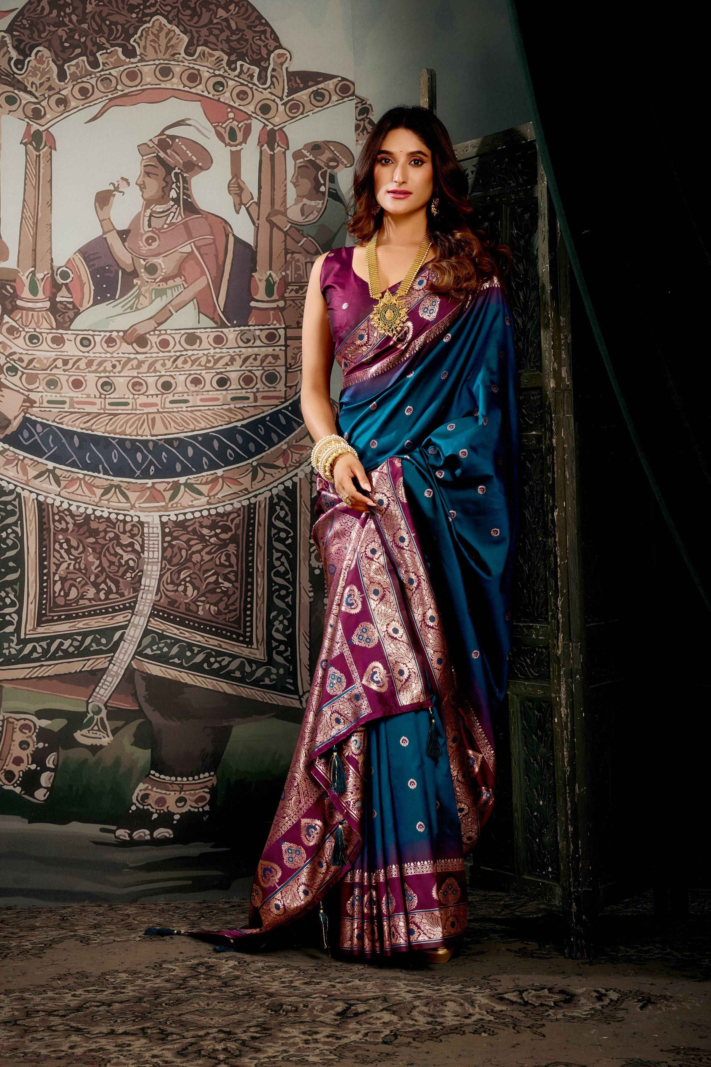 Jyoti Fashion Women's Morpich Soft Silk Zari Woven Saree with Blouse - Distacart
