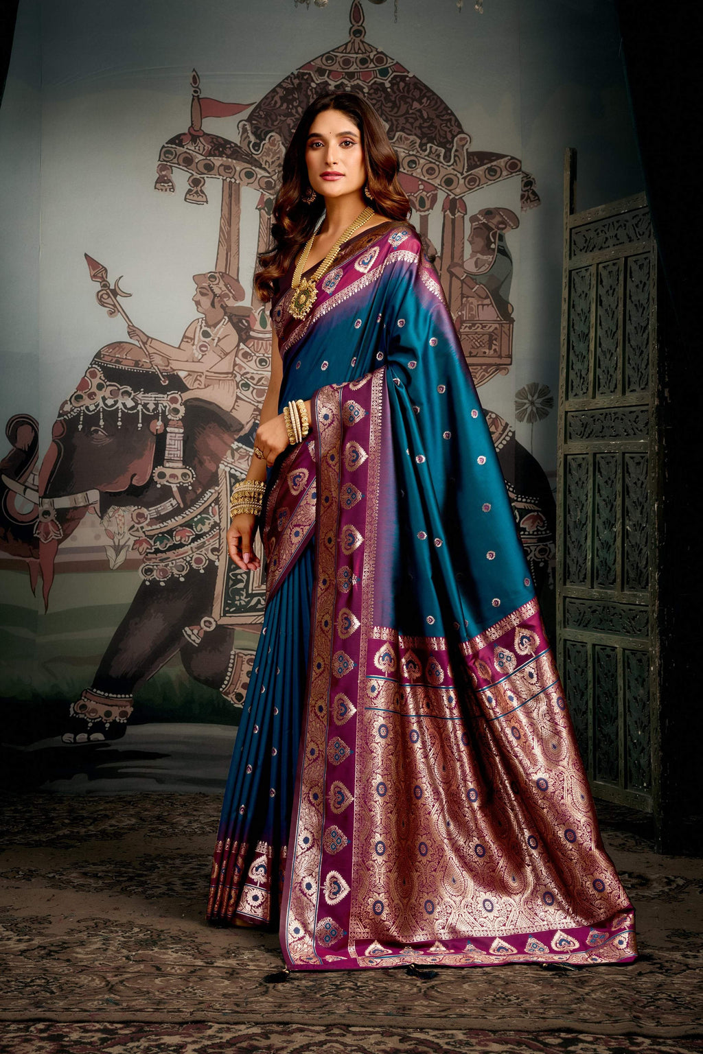 Jyoti Fashion Women's Morpich Soft Silk Zari Woven Saree with Blouse - Distacart