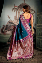 Jyoti Fashion Women's Morpich Soft Silk Zari Woven Saree with Blouse - Distacart