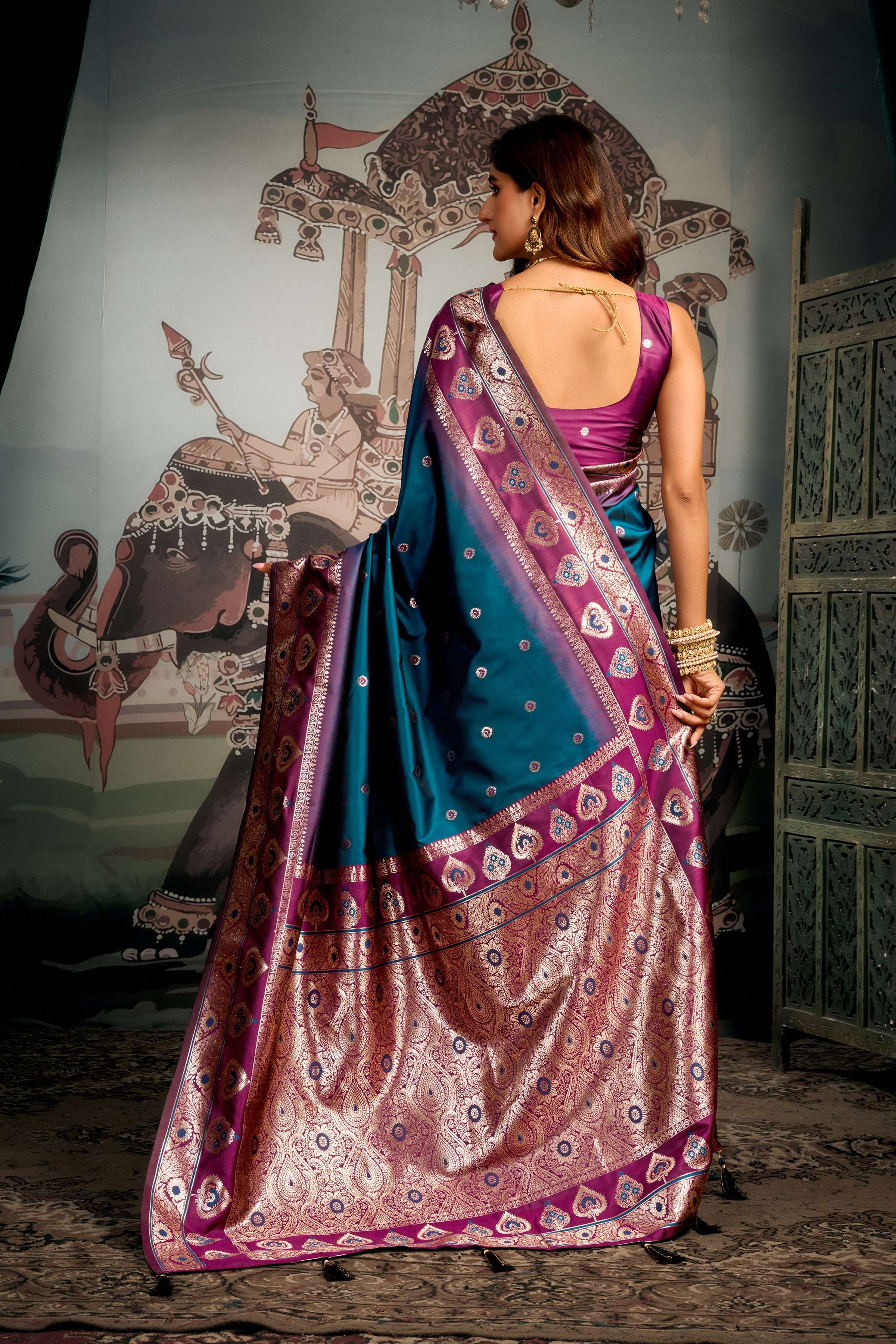 Jyoti Fashion Women's Morpich Soft Silk Zari Woven Saree with Blouse - Distacart