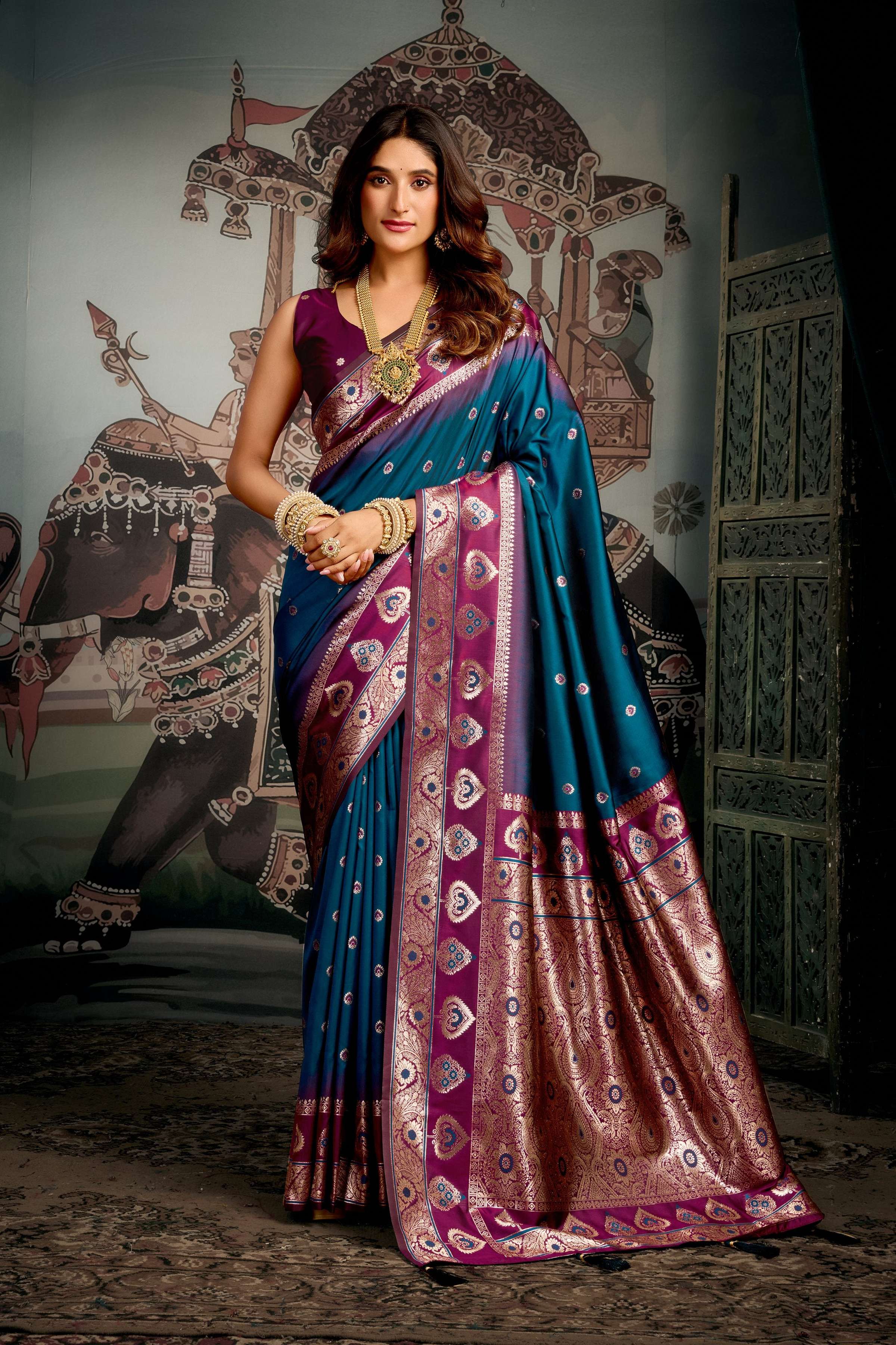 Jyoti Fashion Women's Morpich Soft Silk Zari Woven Saree with Blouse - Distacart