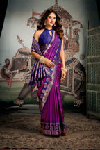 Jyoti Fashion Women's Purple Soft Silk Zari Woven Saree with Blouse - Distacart