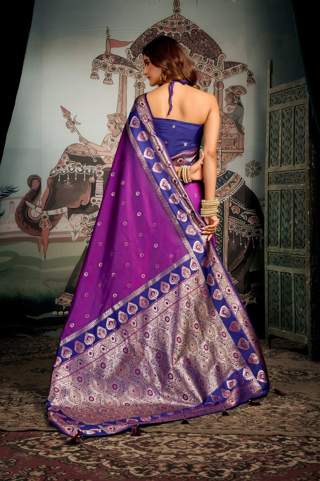 Jyoti Fashion Women's Purple Soft Silk Zari Woven Saree with Blouse - Distacart