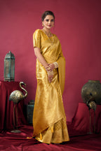 Jyoti Fashion Women's Mustard Tissue Silk Zari Woven Saree with Blouse - Distacart