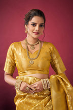 Jyoti Fashion Women's Mustard Tissue Silk Zari Woven Saree with Blouse - Distacart