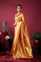 Jyoti Fashion Women's Orange Tissue Silk Zari Woven Saree with Blouse - Distacart