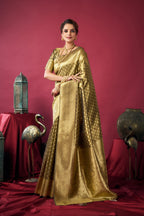 Jyoti Fashion Women's Mehendi Tissue Silk Zari Woven Saree with Blouse - Distacart