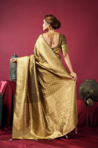 Jyoti Fashion Women's Mehendi Tissue Silk Zari Woven Saree with Blouse - Distacart