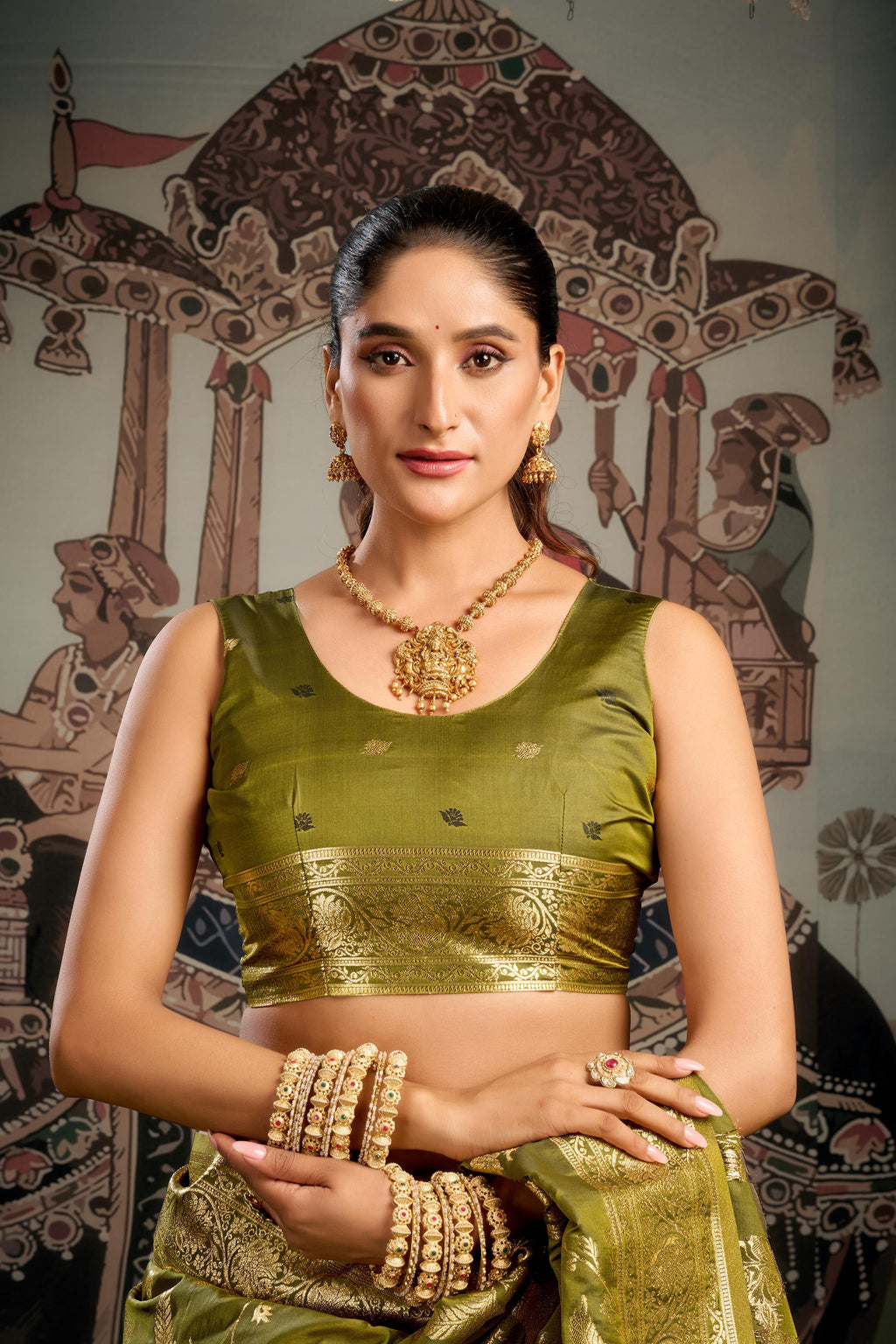 Jyoti Fashion Women's Mehendi Premium Soft Silk Zari Woven Saree with Blouse - Distacart