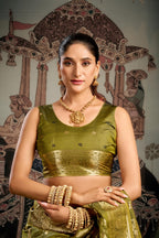 Jyoti Fashion Women's Mehendi Premium Soft Silk Zari Woven Saree with Blouse - Distacart