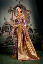 Jyoti Fashion Women's Wine Premium Soft Silk Zari Woven Saree with Blouse - Distacart