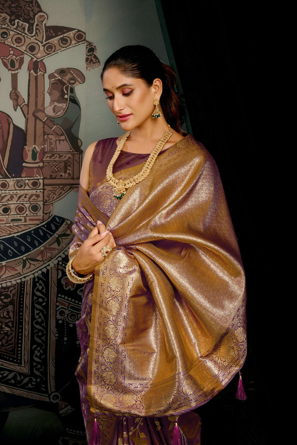 Jyoti Fashion Women's Wine Premium Soft Silk Zari Woven Saree with Blouse - Distacart