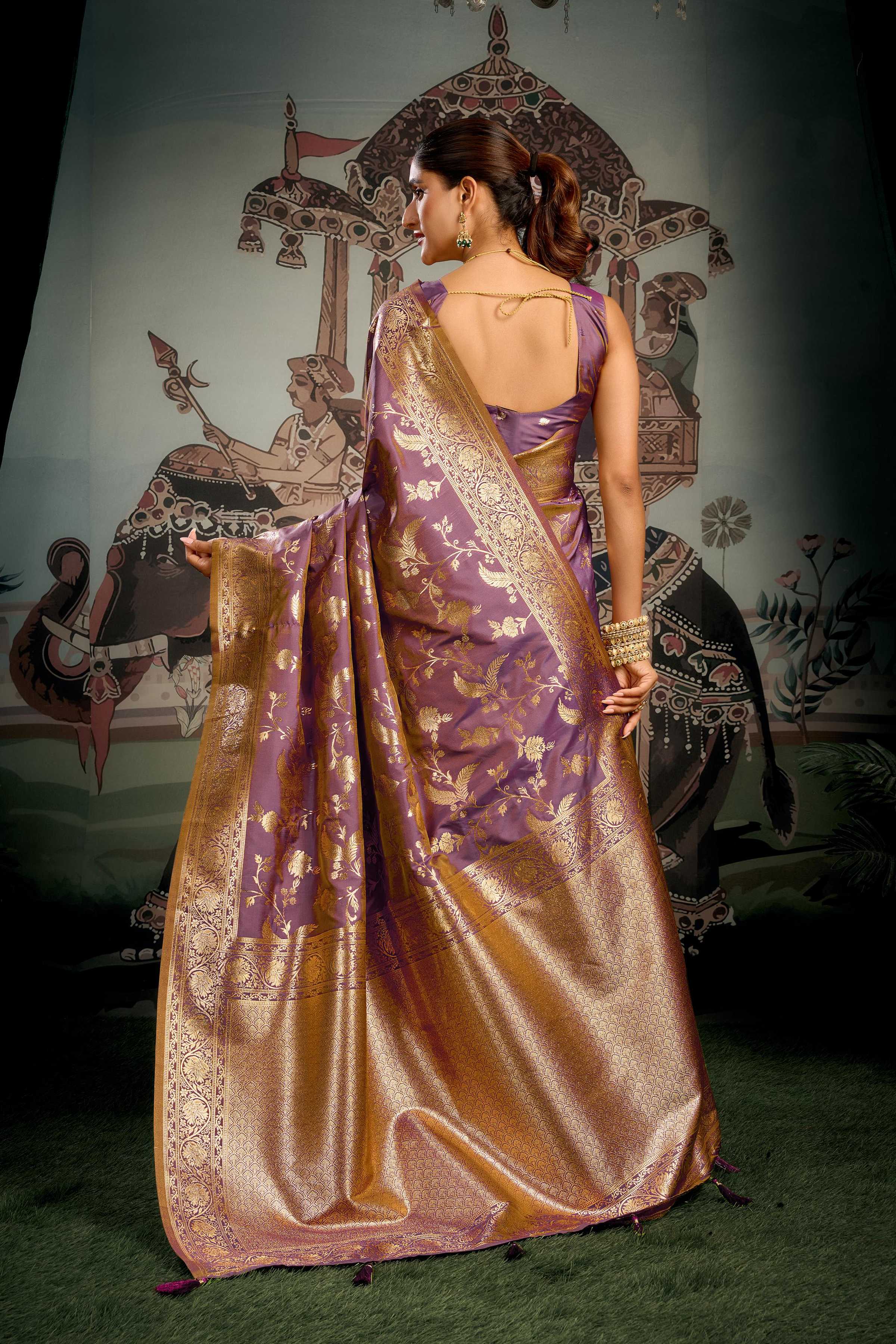 Jyoti Fashion Women's Wine Premium Soft Silk Zari Woven Saree with Blouse - Distacart