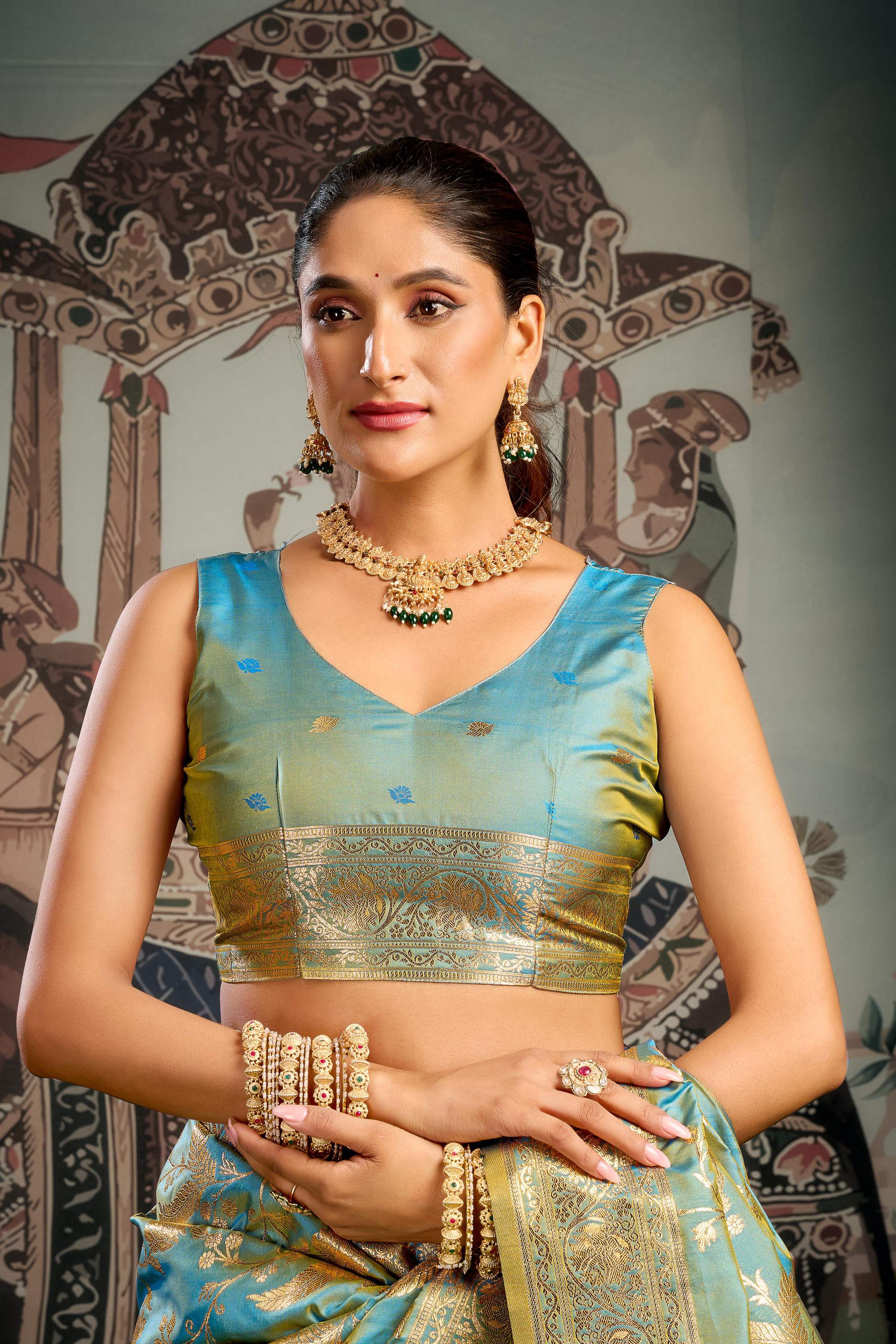 Jyoti Fashion Women's Turquoise Premium Soft Silk Zari Woven Saree with Blouse - Distacart