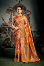 Jyoti Fashion Women's Orange Premium Soft Silk Zari Woven Saree with Blouse - Distacart