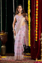 Jyoti Fashion Women's Purple Soft Spun Cotton Zari Woven Saree with Blouse - Distacart